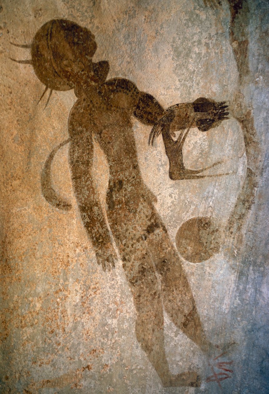 Mann beim Schwimmen, Felsmalerei, Tassili n