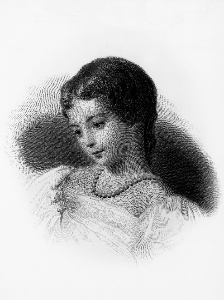 Porträt von Augusta Ada Byron, Gräfin von Lovelace (1815-1852), englische Mathematikerin und Schriftstellerin, sie gilt als erste Programmiererin, Gravur von Unbekannt Unbekannt