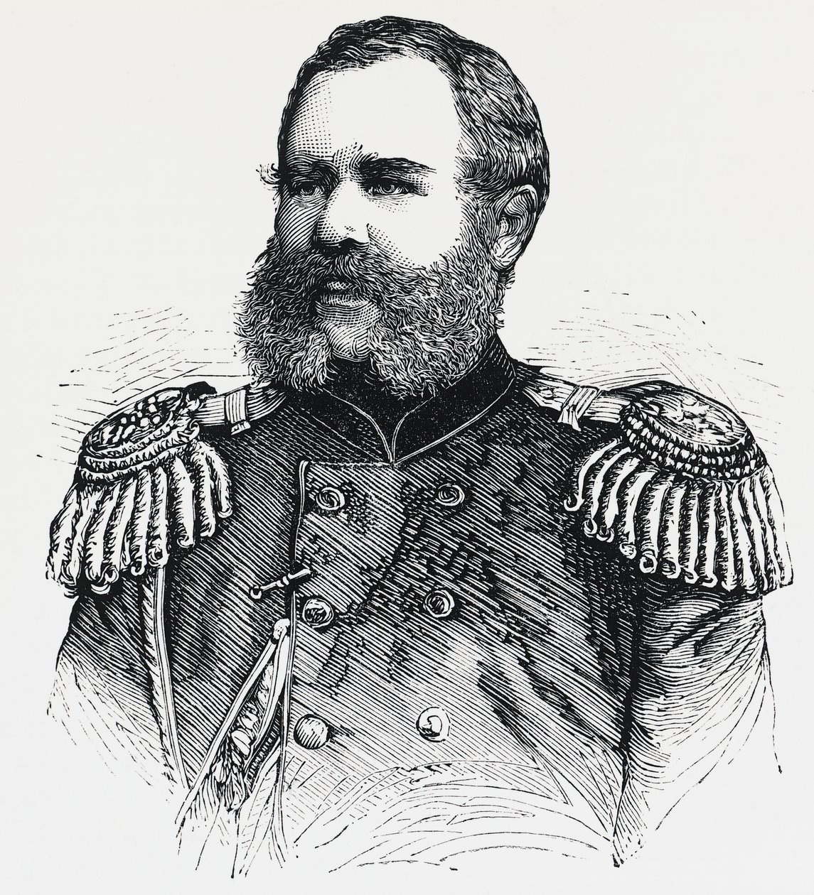 Porträt von Nikolai Obruchev (1830-1904), russischer General, Gravur von Unbekannt Unbekannt