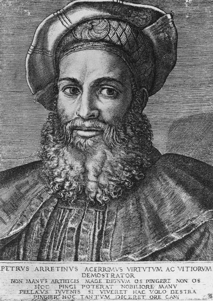 Porträt von Pietro Aretino, graviert von Marcantonio Raimondi von Unbekannt Unbekannt