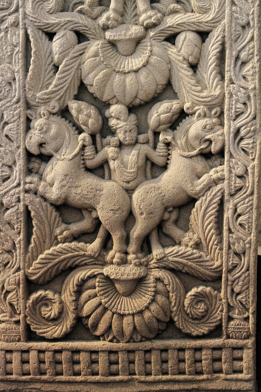 Relief am westlichen Eingang, Großer Stupa, Sanchi (UNESCO-Weltkulturerbe) von Unbekannt Unbekannt