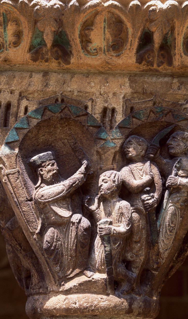 Spanien, Navarra, Estella, Kreuzgang der Kirche San Pedro de la Rua, Kapitell von Unbekannt Unbekannt