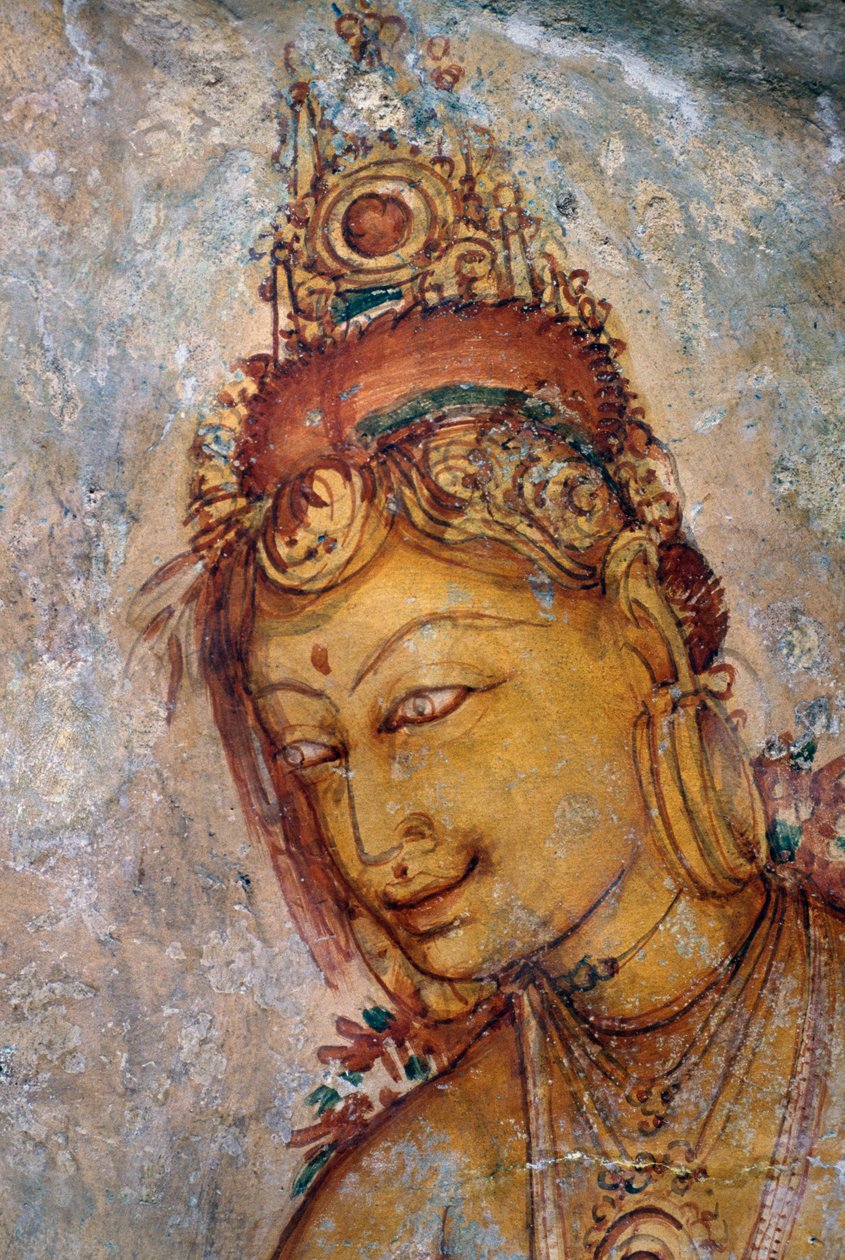 Die Jungfrauen von Sigiriya, Fresko, archäologische Stätte Sigiriya (Unesco-Welterbeliste) von Unbekannt Unbekannt
