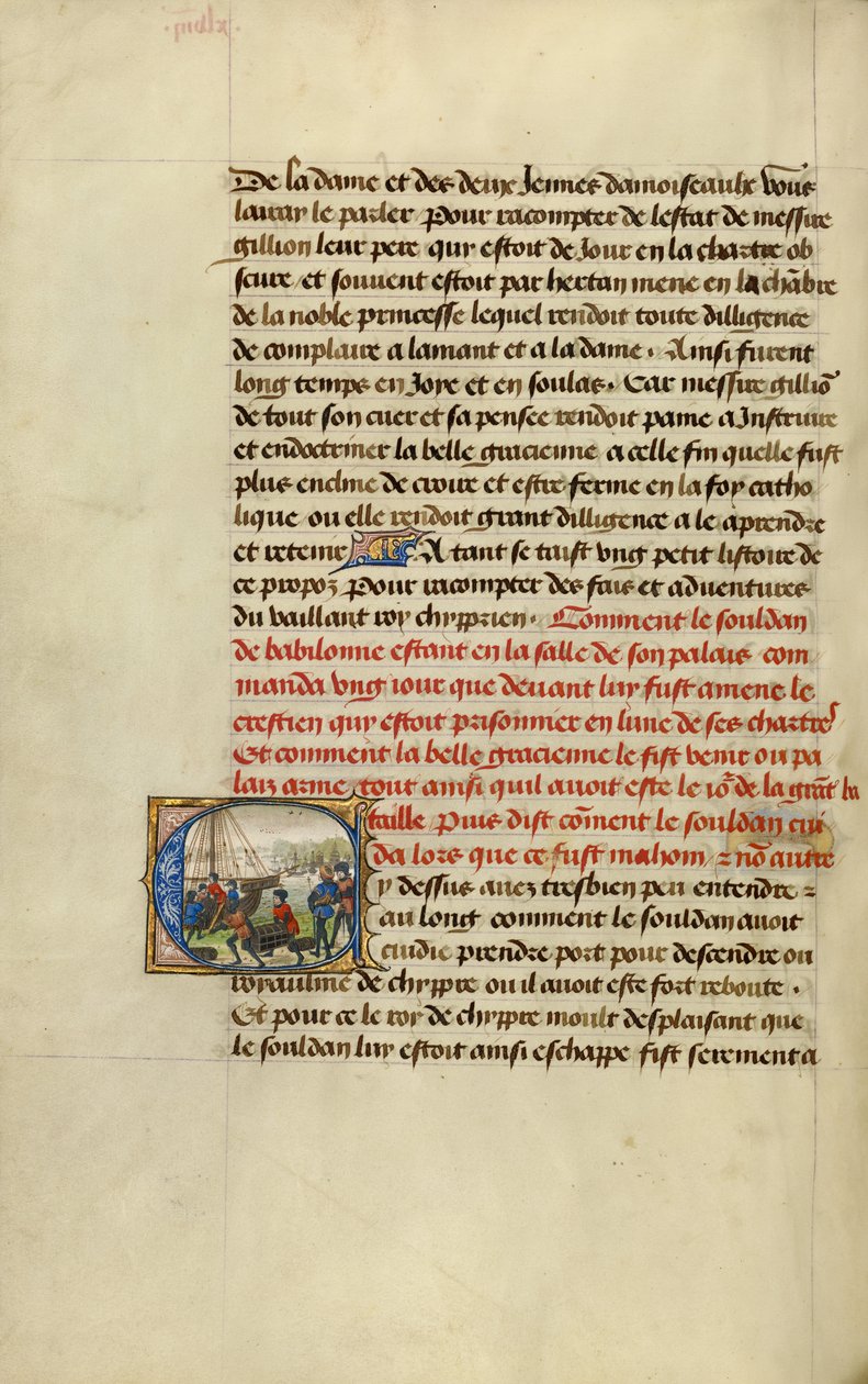 Initial C: Truppen laden Vorräte auf ein Schiff von Lieven van Lathem