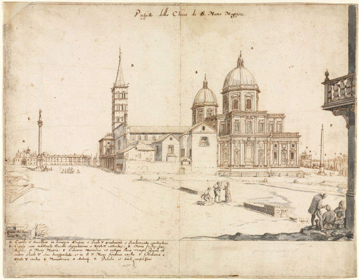 Achtzehn Ansichten von Rom: Die Basilika Santa Maria Maggiore von Lievin Cruyl