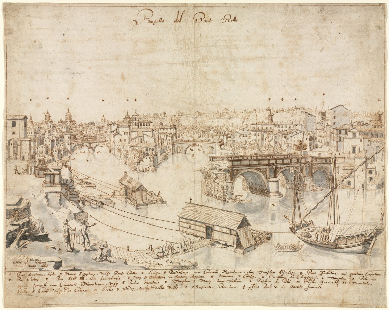 Achtzehn Ansichten von Rom: Die Ponte Rotto von Lievin Cruyl