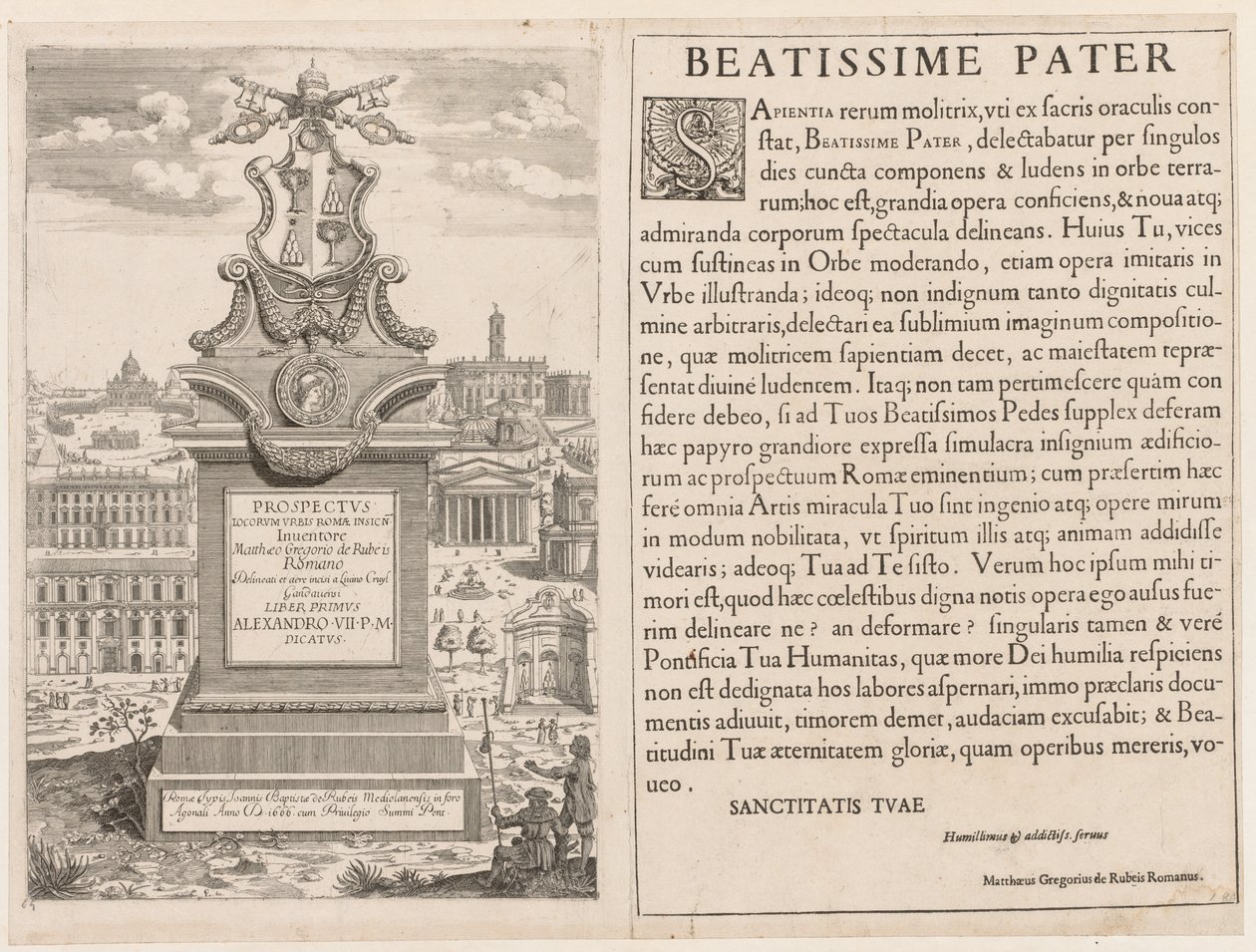 Frontispiz aus Prospectus Locurum Urbis Romae Insignium, 1666 von Lievin Cruyl