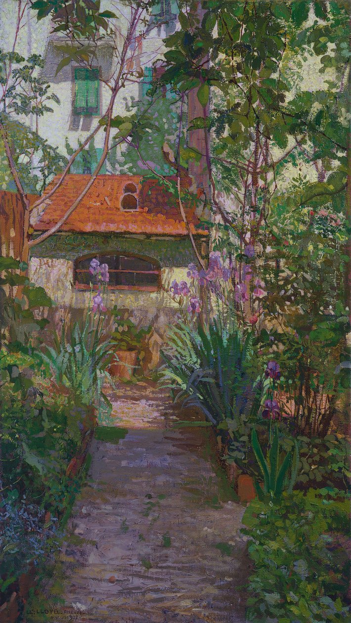 Der Triptychon oder Garten in Blüte (Seitenpaneel) (1907) von Llewelyn Lloyd