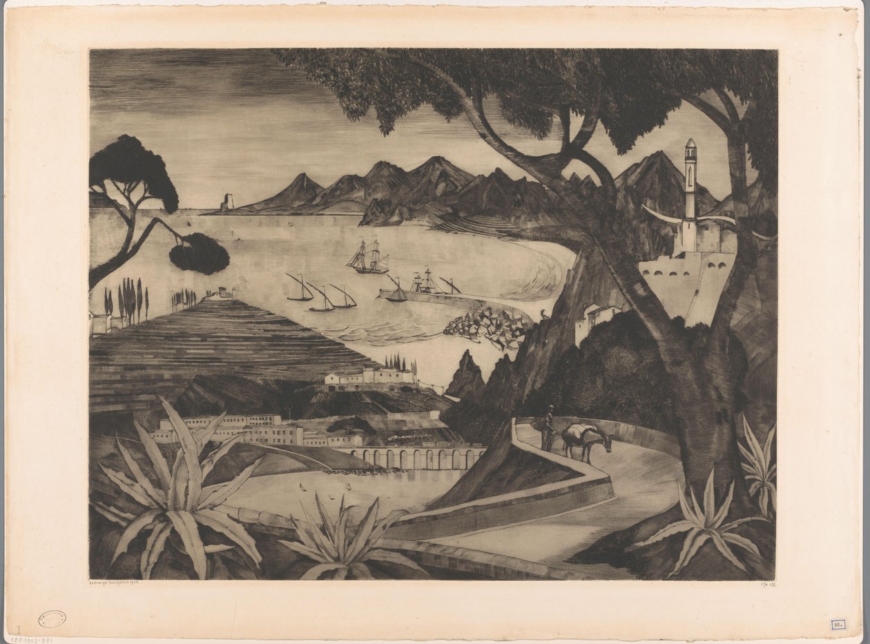 Berglandschaft mit Bucht auf Korsika von Lodewijk Schelfhout (signed by artist)