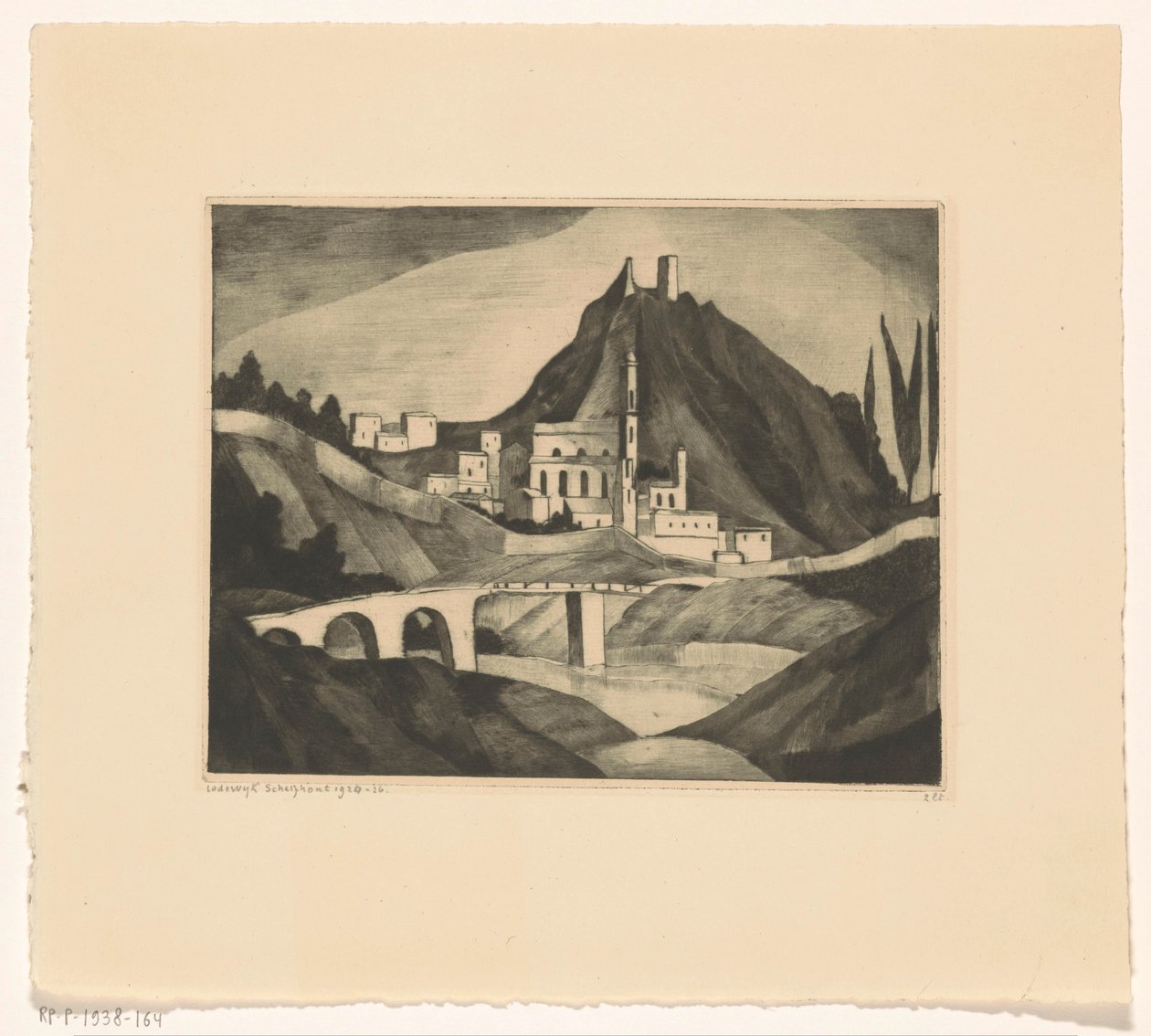 Corte I von Lodewijk Schelfhout (signed by artist)