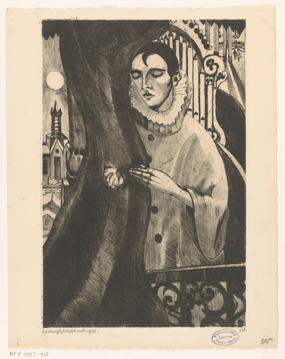 Pierrot II von Lodewijk Schelfhout (signed by artist)