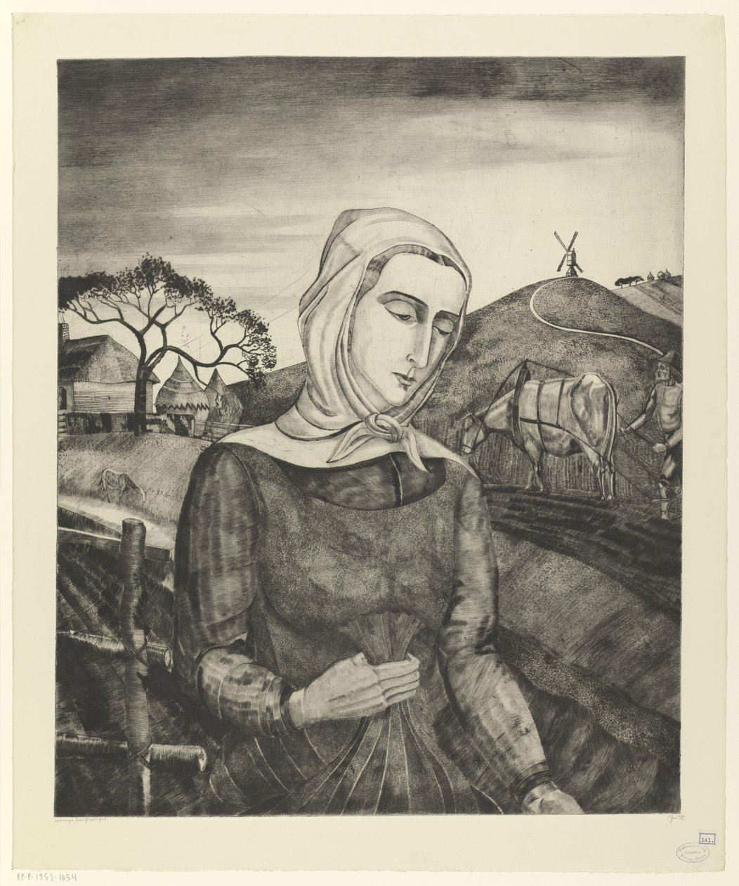 Flämisches Bauernmädchen in einer Hügellandschaft von Lodewijk Schelfhout (signed by artist)