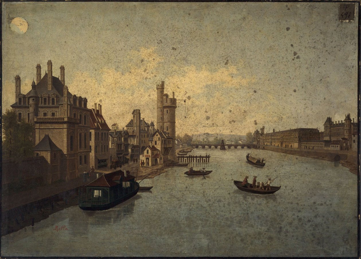 Hôtel de Conti, Tour de Nesle, Louvre, vom Pont-Neuf aus gesehen von Léon Rolla