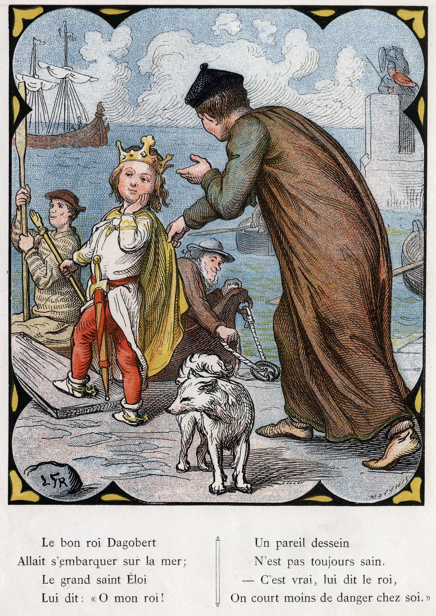 Illustration von Lorenz Frølich (1820-1908) für das Volkslied „Der gute König Dagobert“. Ausgabe J. Hetzel. Um 1880. von Lorens Frolich