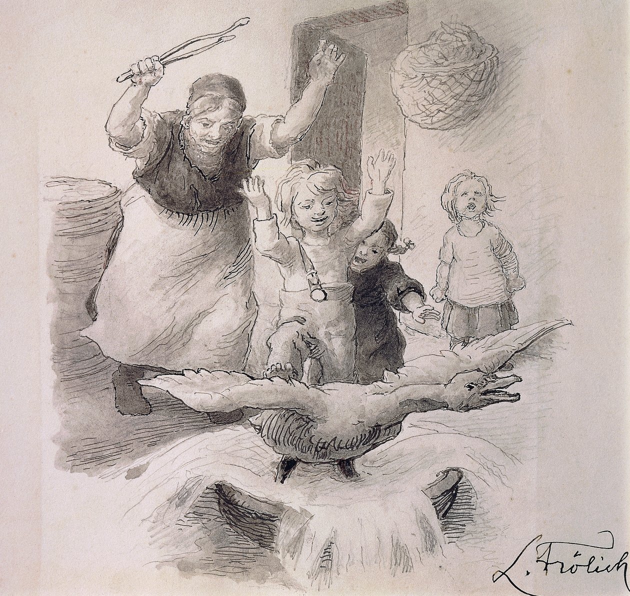 Das hässliche Entlein, Illustration von Lorenz Frolich für Märchen von Hans Christian Andersen von Lorens Frolich