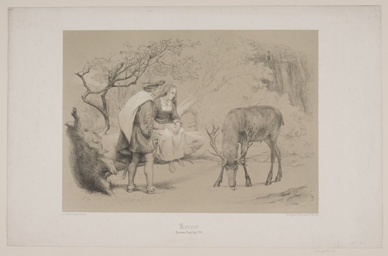 Das Kreuz, S. 299, Illustration zu Christian Winthers "Hjortens Flugt" von Lorenz Frølich