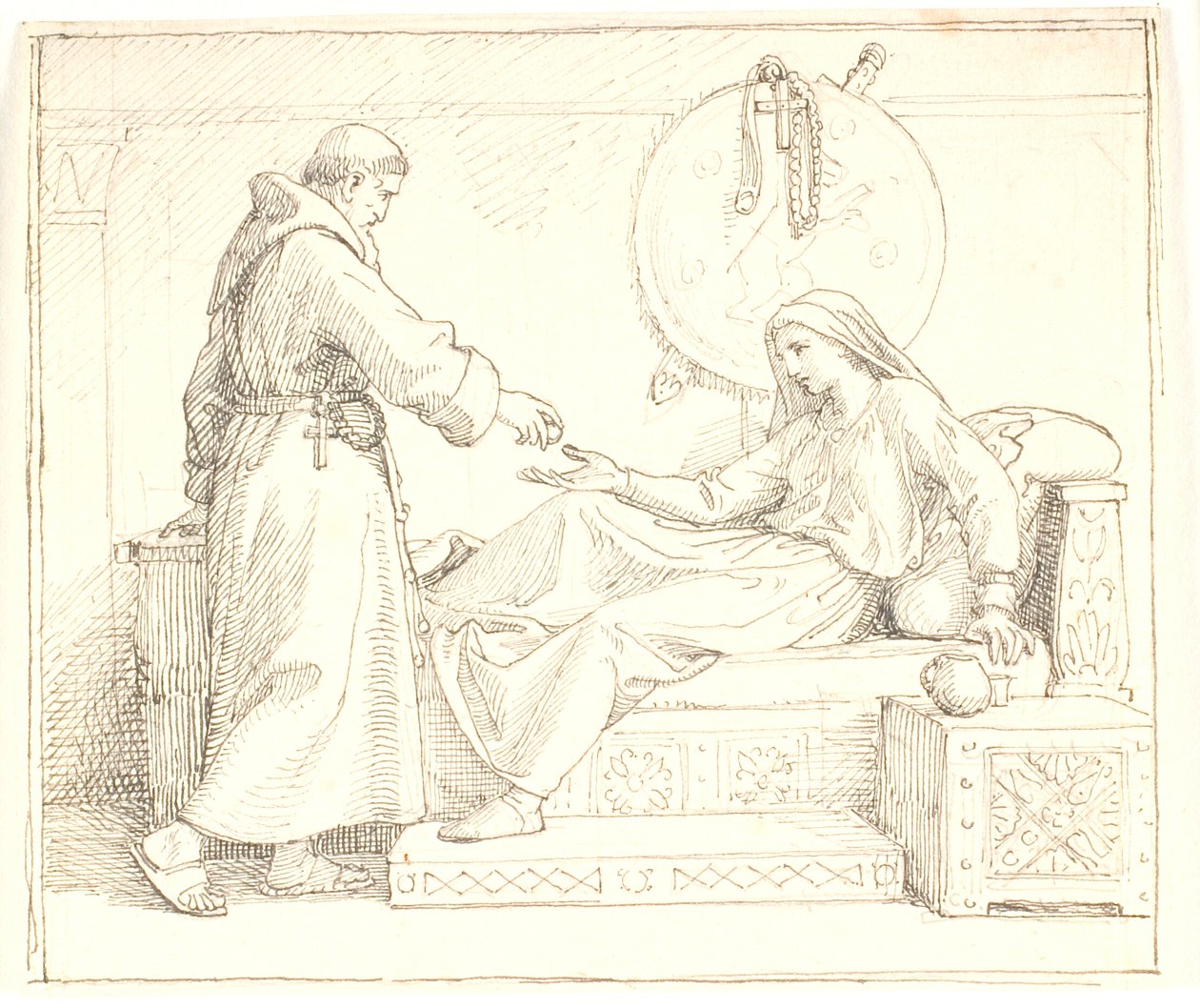 Der Hungertod von Königin Thyre nach Olavs Fall bei Svolder von Lorenz Frølich