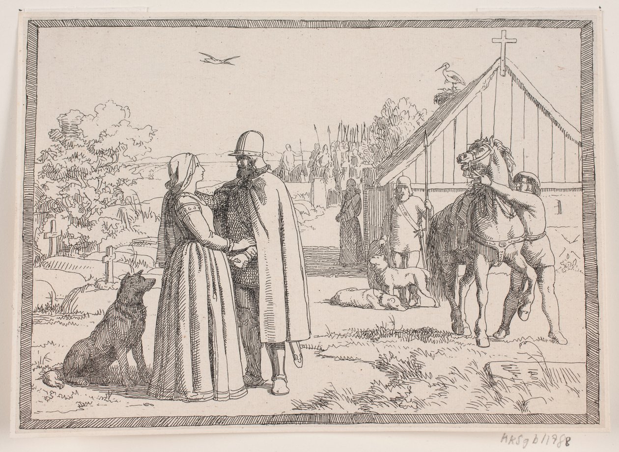 Illustration zu Adam Oehlenschlägers Gedicht "Die zwei Kirchtürme" von Lorenz Frølich