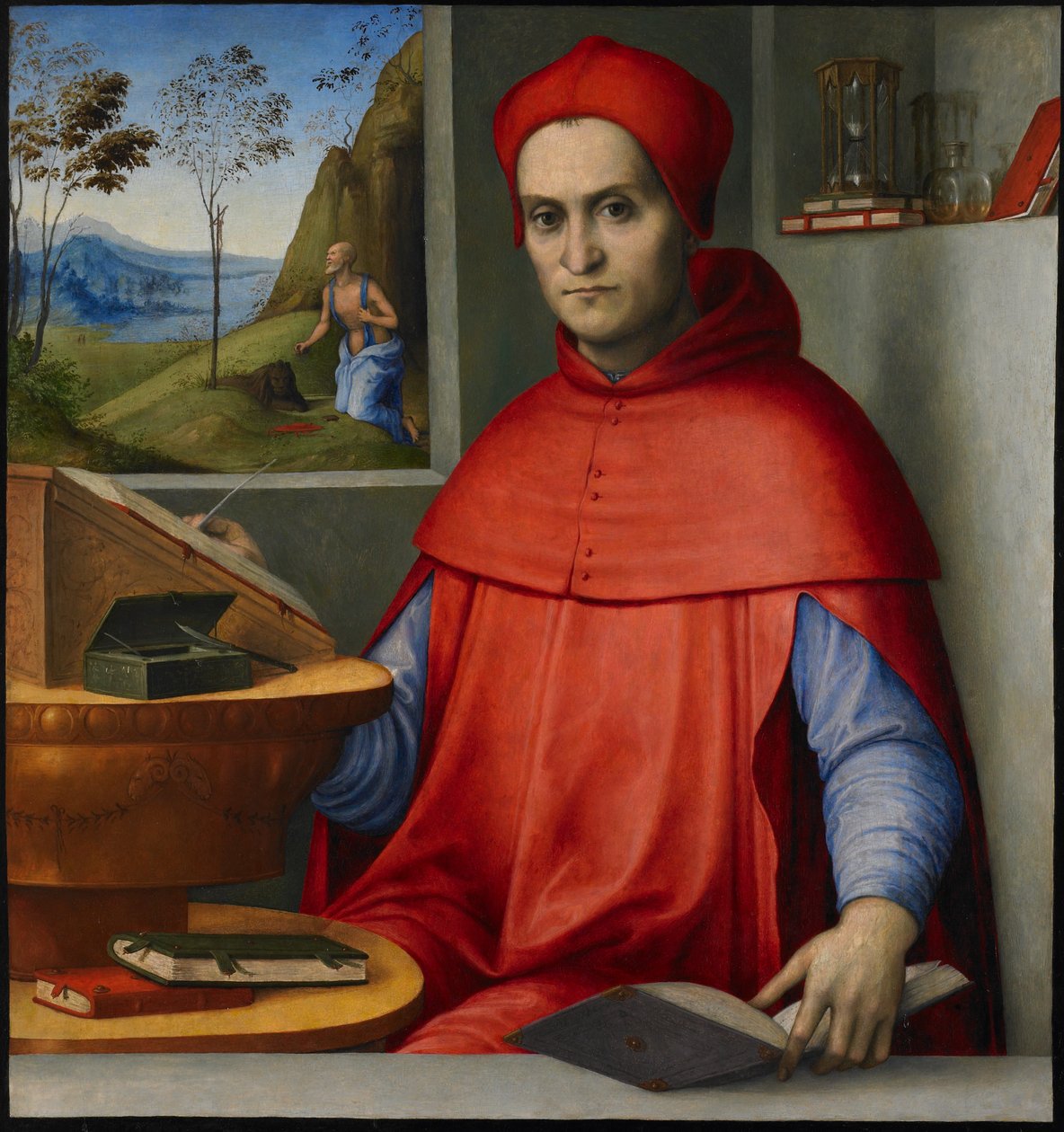 Porträt eines Kardinals in seinem Arbeitszimmer, ca. 1510-20 von Lorenzo Costa