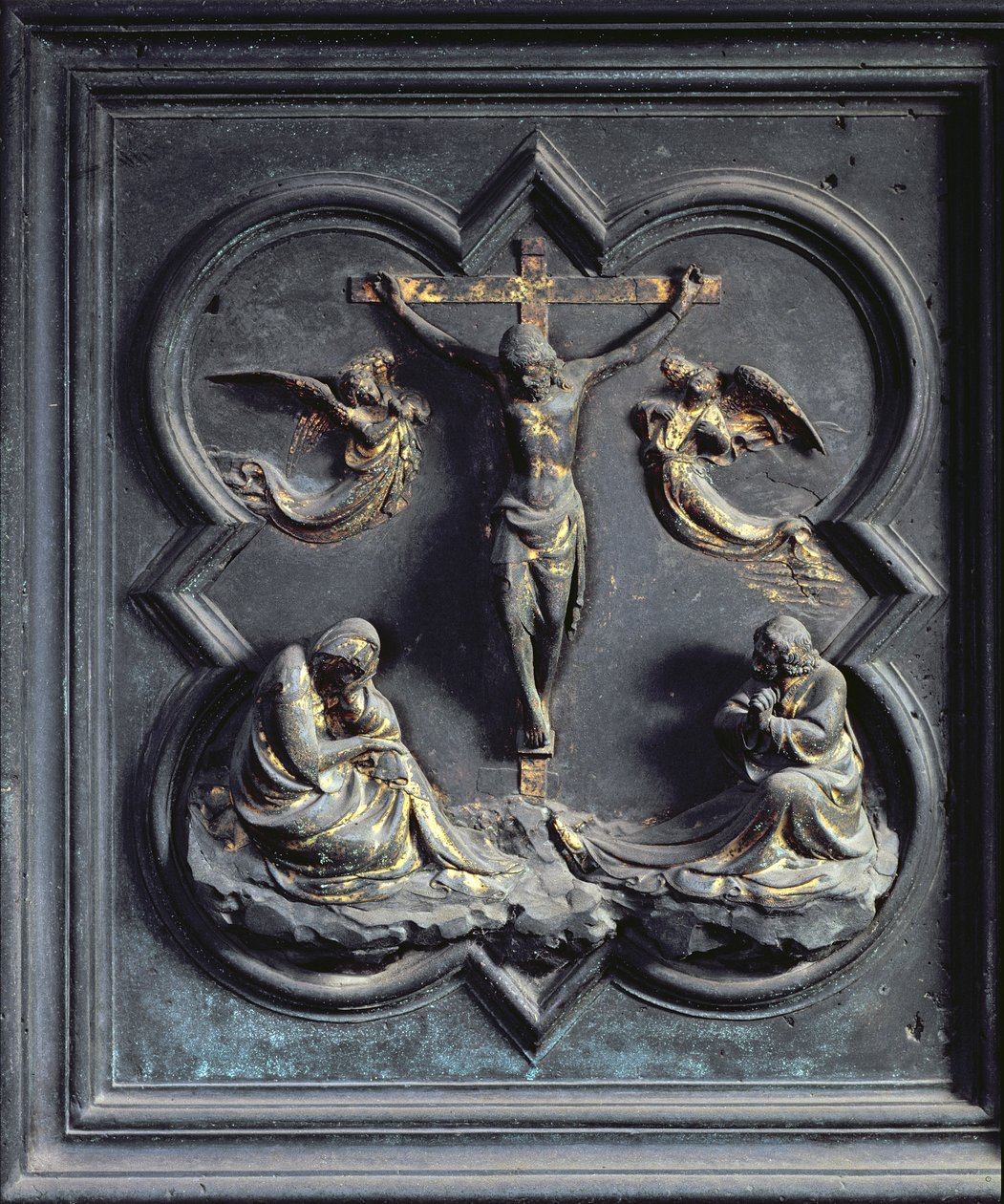 Die Kreuzigung, achtzehntes Panel der Nordtüren des Baptisteriums von San Giovanni, 1403-24 von Lorenzo Ghiberti