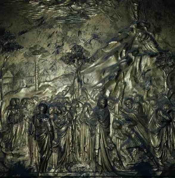 Die Geschichte von Moses auf dem Berg Sinai, Detail von den Paradies-Türen, 1425-52 von Lorenzo Ghiberti