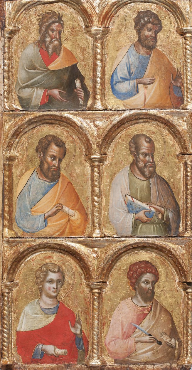 Detail von Madonna mit Kind und Engeln, der Kreuzigung und zwölf Aposteln oder Heiligen von Lorenzo Veneziano