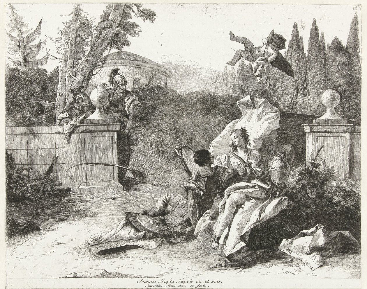 Rinaldo und Armida von Ubaldo und Carlo beobachtet von Lorenzo Baldissera Tiepolo