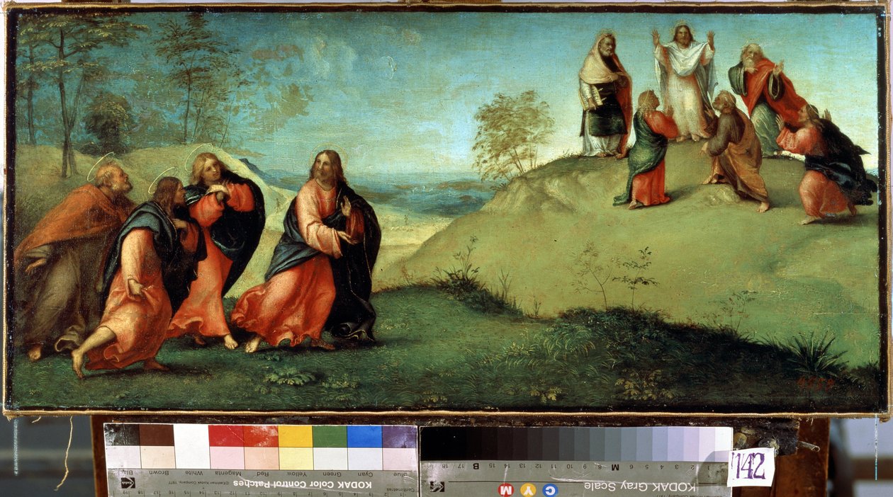 Christus führt die Apostel zum Berg Tabor von Lorenzo Lotto