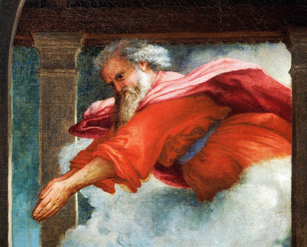 Der Ewige Vater, Detail aus der Verkündigung, ca. 1434, von Lorenzo Lotto, Öl auf Leinwand von Lorenzo Lotto