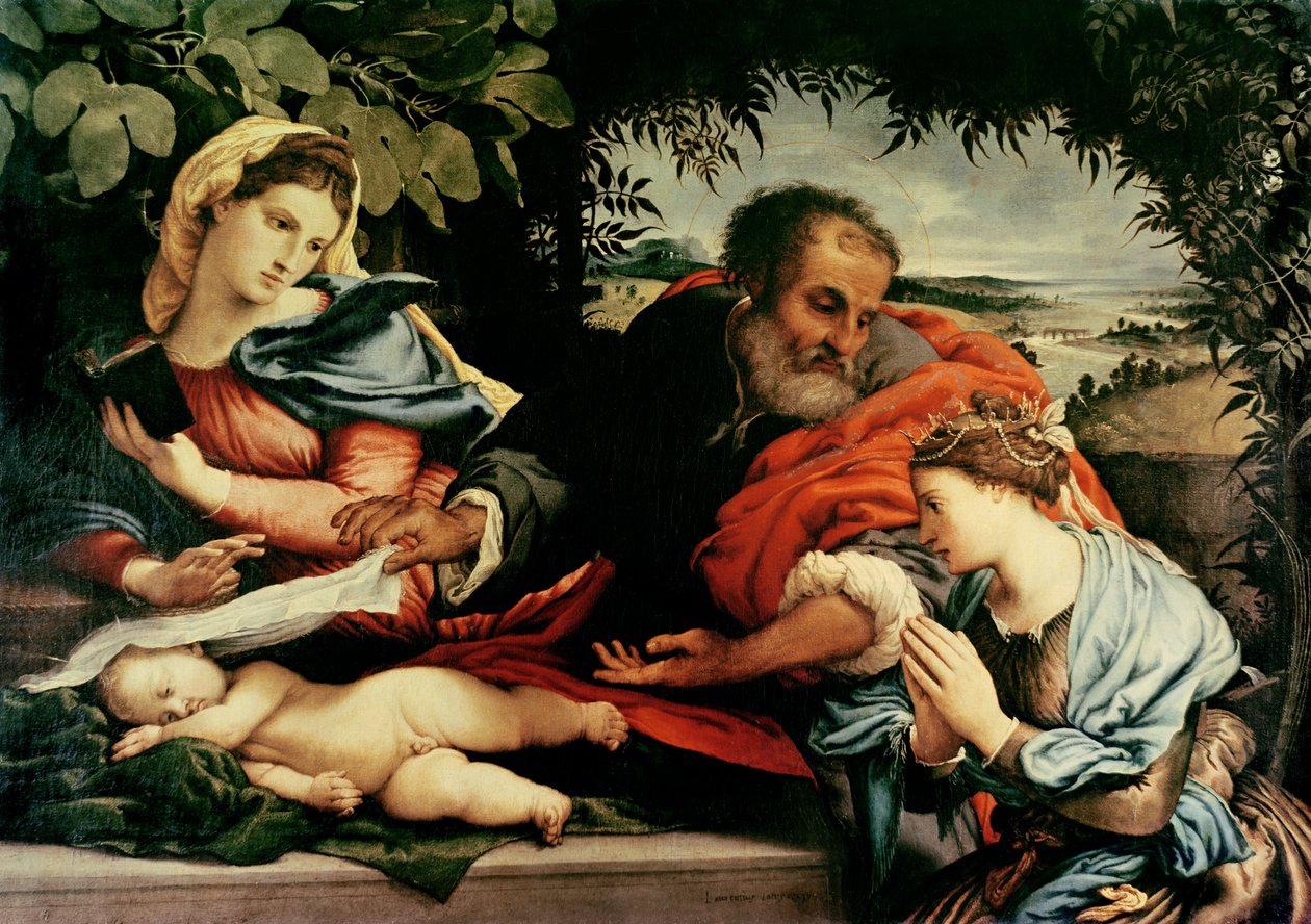 Die Heilige Familie mit der Heiligen Katharina von Alexandria von Lorenzo Lotto