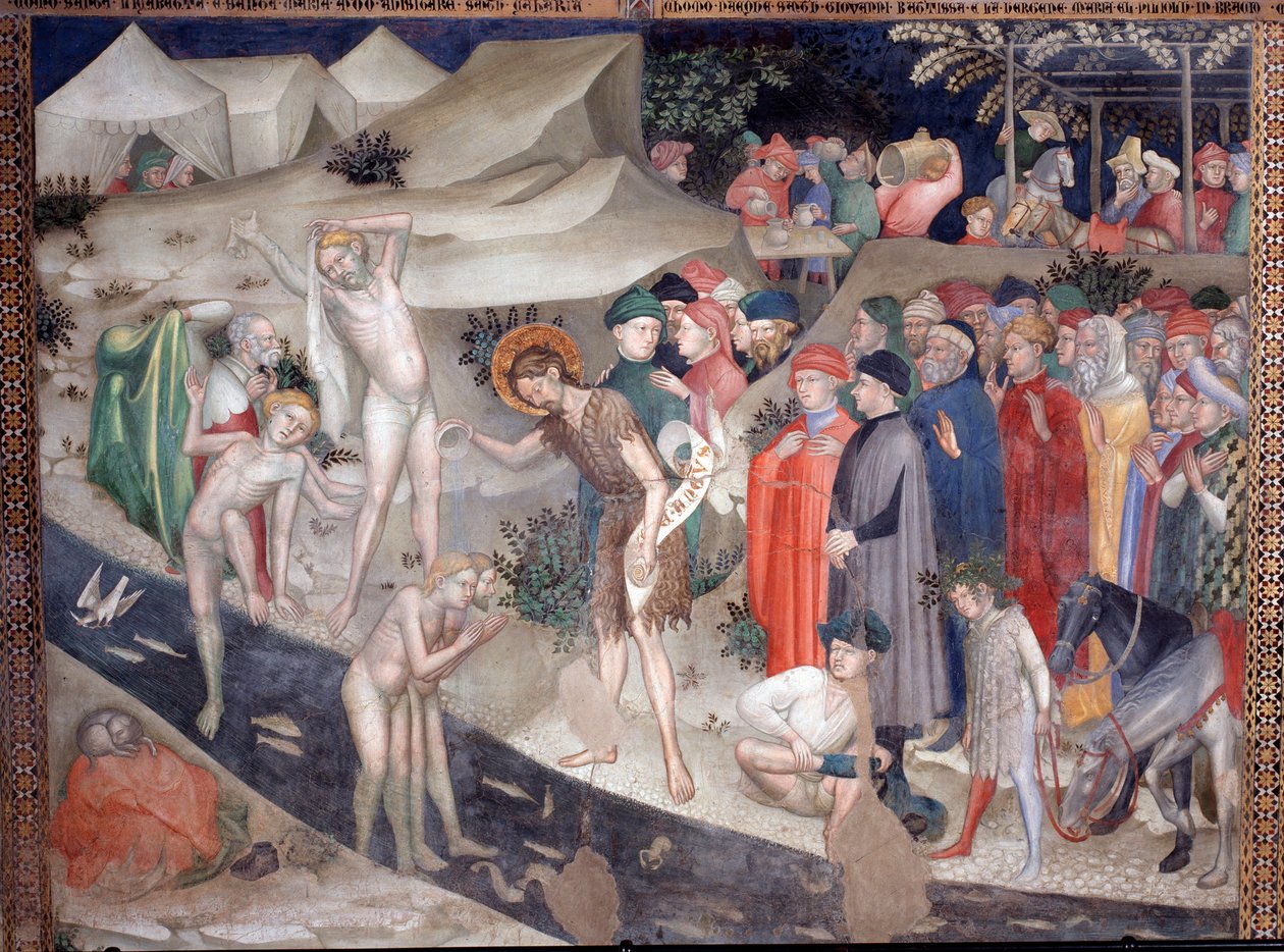 Johannes der Täufer tauft die Neophyten am Ufer des Jordan von Lorenzo Salimbeni