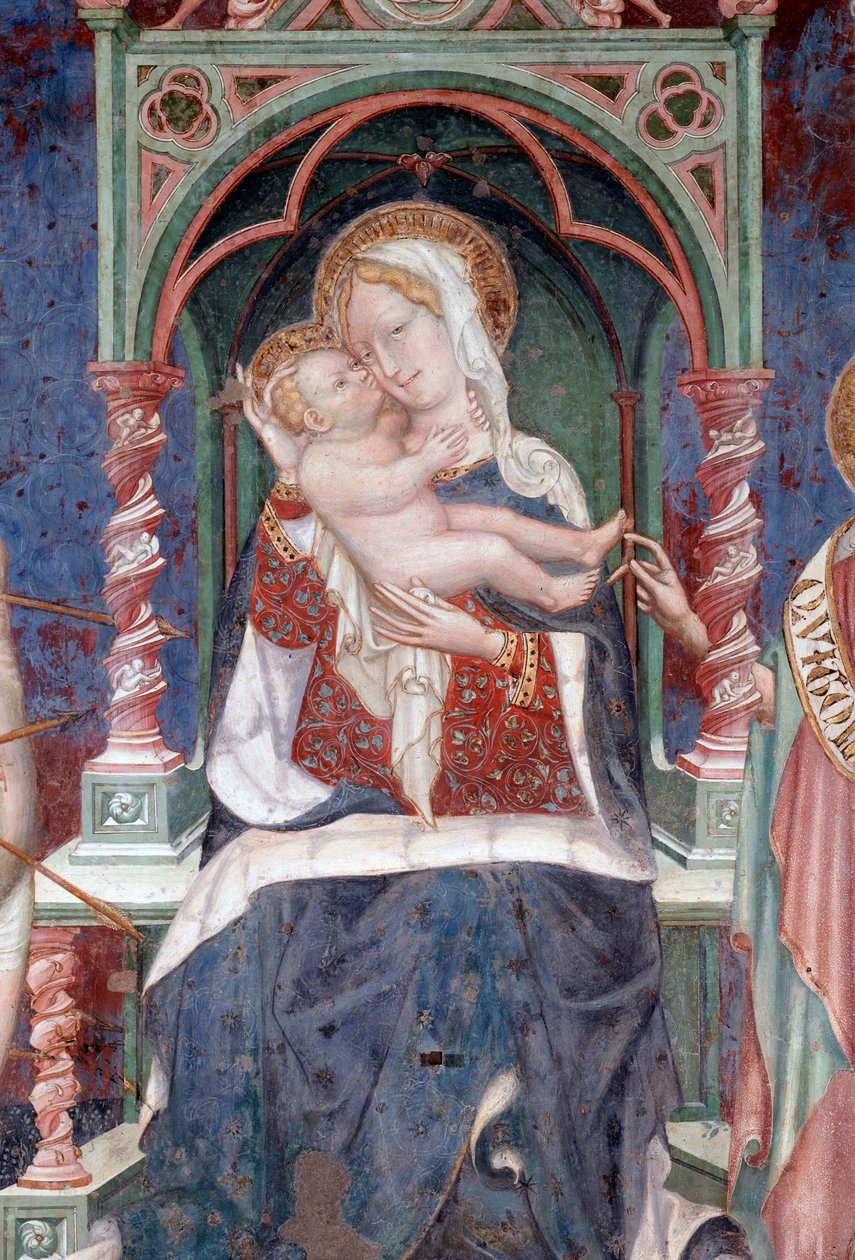 Jungfrau mit Jesus, Johannes dem Täufer und St. Sebastian, (Detail) von Lorenzo Salimbeni