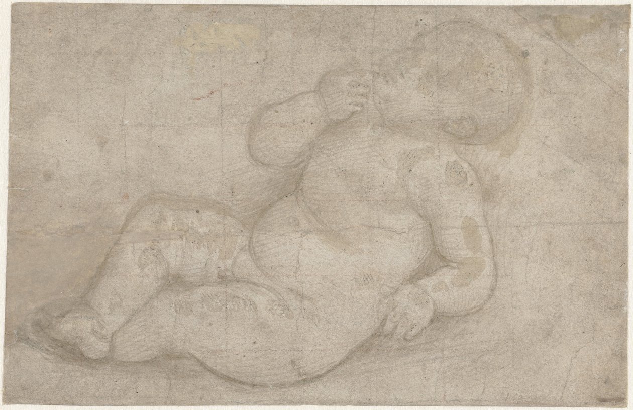 Studie für ein liegendes Christuskind von Lorenzo di Credi (attributed to)