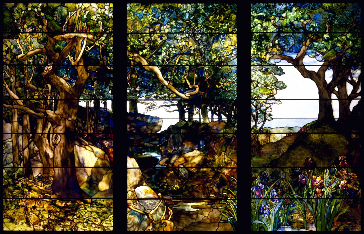 Waldlandschaft in drei Tafeln von Louis Comfort Tiffany