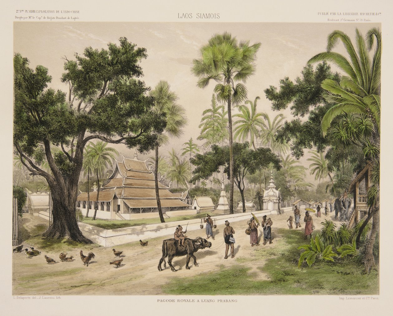 Der Königliche Tempel in Luang Prabang, Druck von J. Laurens, Illustration aus 