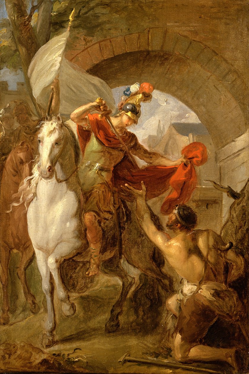 Der heilige Martin teilt seinen Mantel mit einem Bettler, ca. 1737 von Louis Galloche