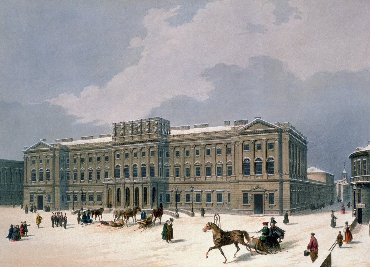 Palast des Großherzogs von Leuchtenberg in St. Petersburg, gedruckt von Lemercier, Paris, 1840er Jahre von Louis Jules Arnout
