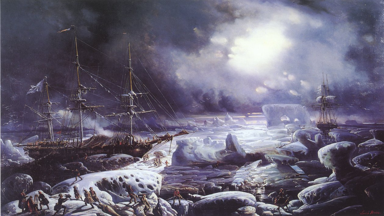 Die Astrolabe und Zélée gestrandet im Australischen Ozean im Februar 1838 von Louis Le Breton