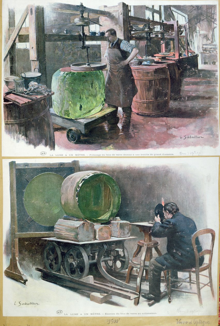 Herstellung von Glas für eine optische Linse, 1900 von Louis Remy Sabattier