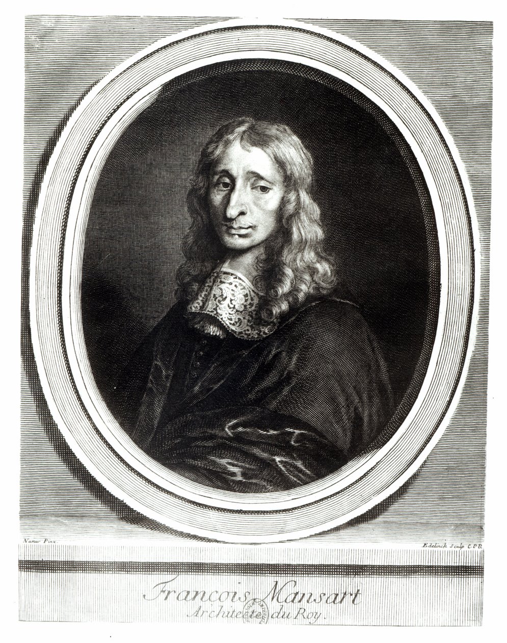 Porträt von Francois Mansart (1598-1666), gestochen von Gerard Edelinck (1640-1707) von Louis de Namur