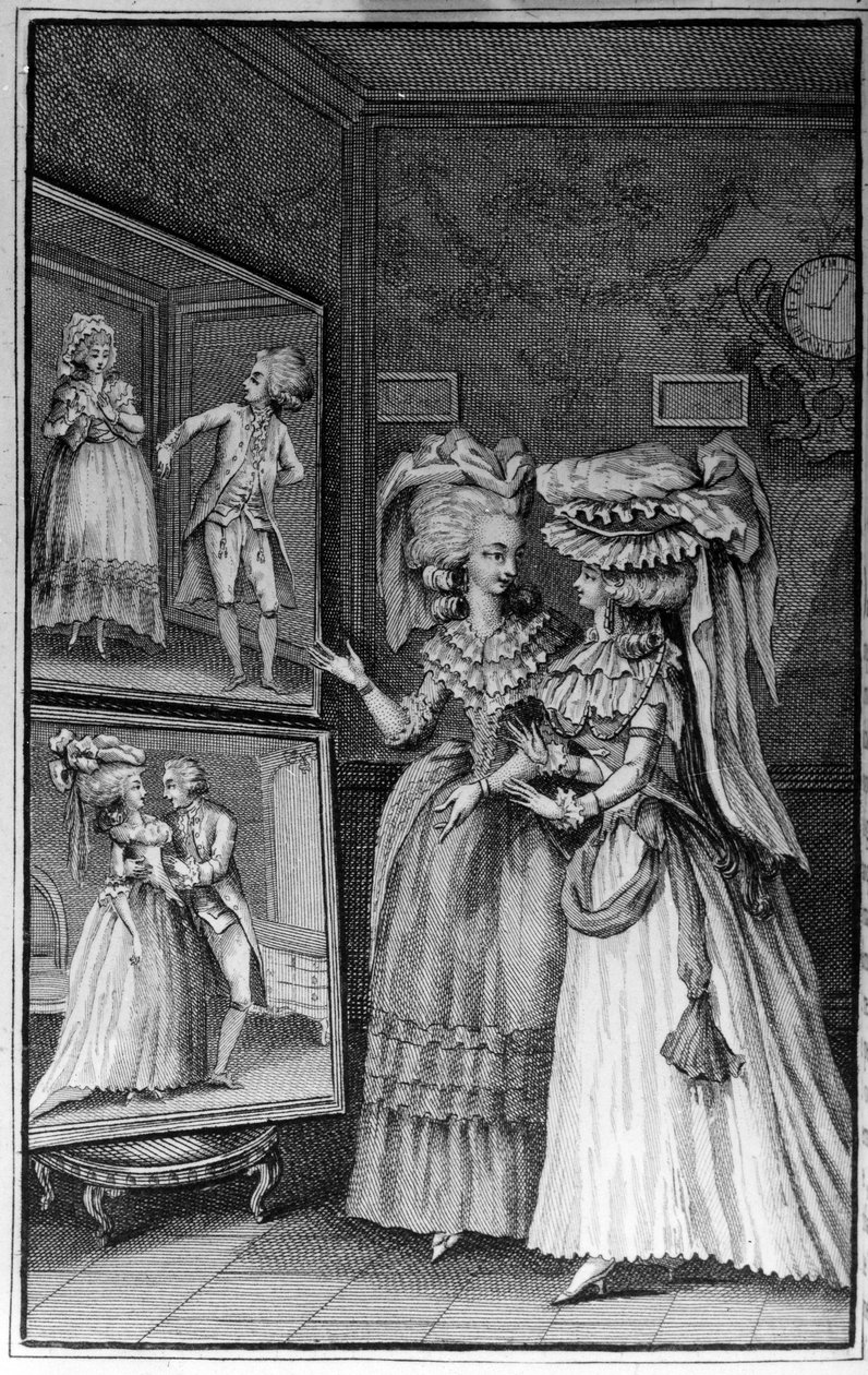 Illustration von Louis Binet (1744-1800) für das Buch von Nicolas Edme Restif de La Bretonne „Les Parisiennes“ von Louis (after) Binet