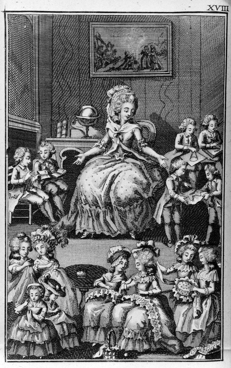 Illustration von Louis Binet (1744-1800) für das Buch von Nicolas Edme Restif de La Bretonne „Les Parisiennes“ von Louis (after) Binet