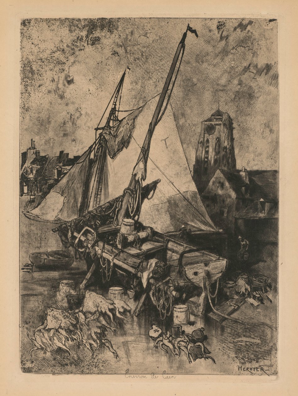 Fischerboote, Normandie Umgebung von Caen, um 1862-1864 von Louis Adolphe Hervier