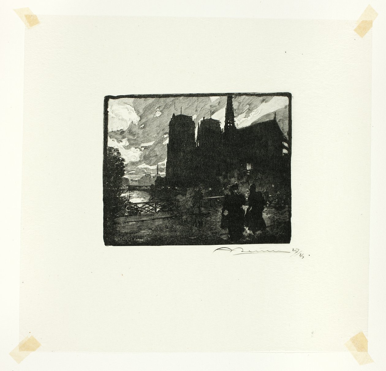 Notre-Dame, Abend, Platte acht aus Le Long de la Seine et des Boulevards von Louis Auguste Lepère