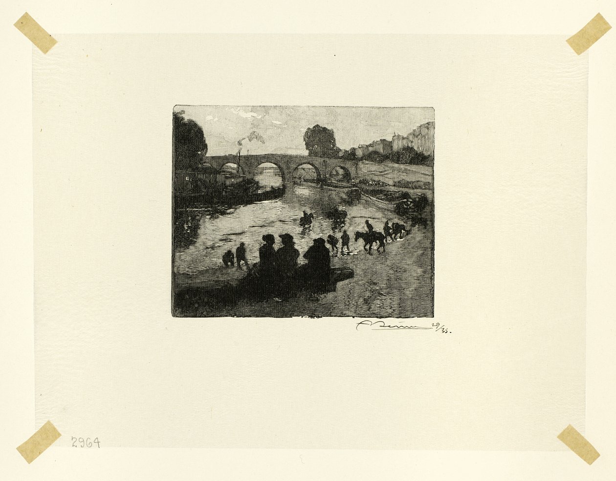 Der Pferdeteich an der Pont Marie, Platte zehn aus Le Long de la Seine et des Boulevards von Louis Auguste Lepère
