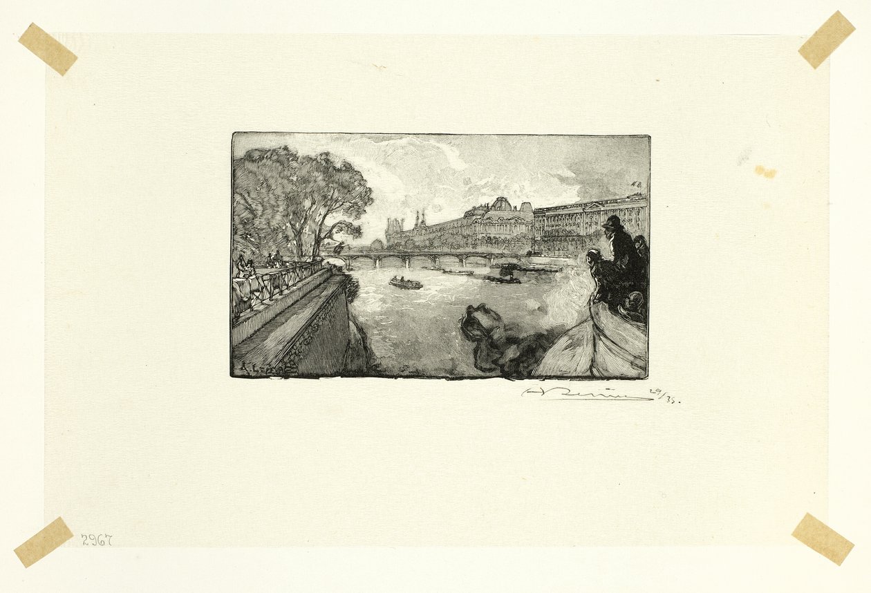 Der Louvre, gesehen von der Pont-Neuf, Platte dreizehn aus Le Long de la Seine et des Boulevards von Louis Auguste Lepère