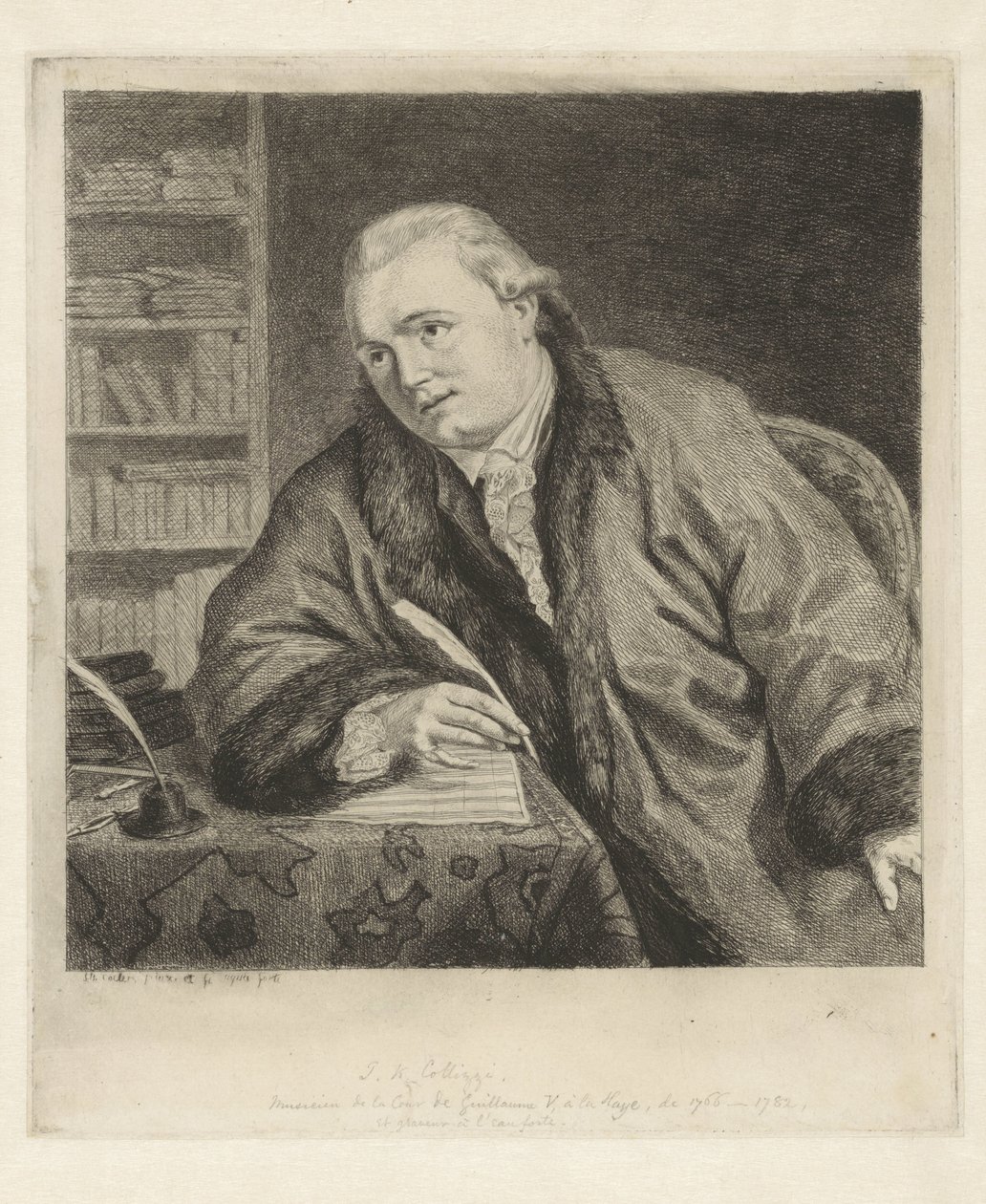 Porträt des Komponisten und Radierers Johan Antoni Kauclitz Colizzi von Louis Bernard Coclers