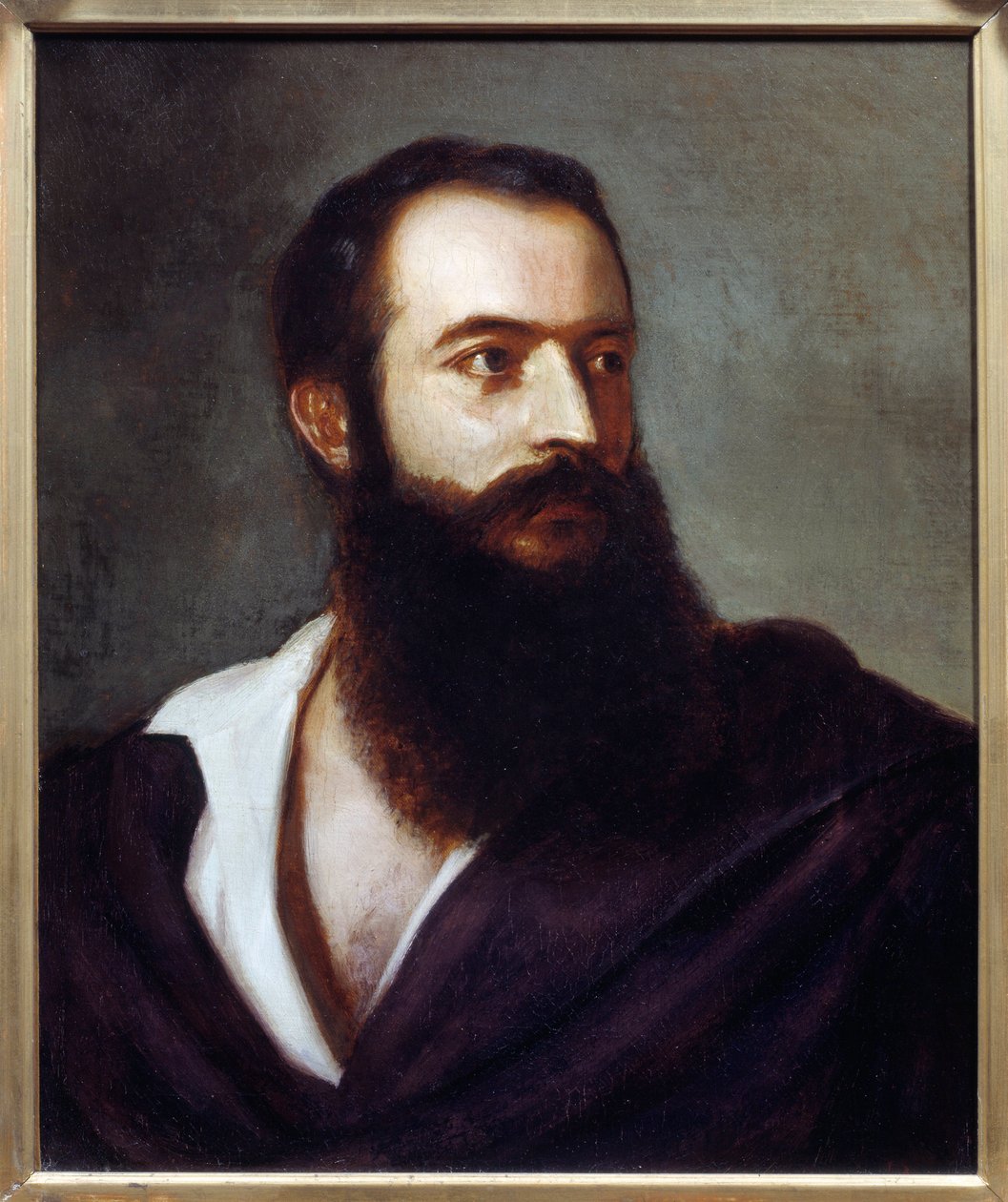 Porträt von Felice Orsini, Täter des Anschlags vom 14. Januar 1858 auf Napoleon III. Gemälde von Louis Bucheister von Louis Buchheister