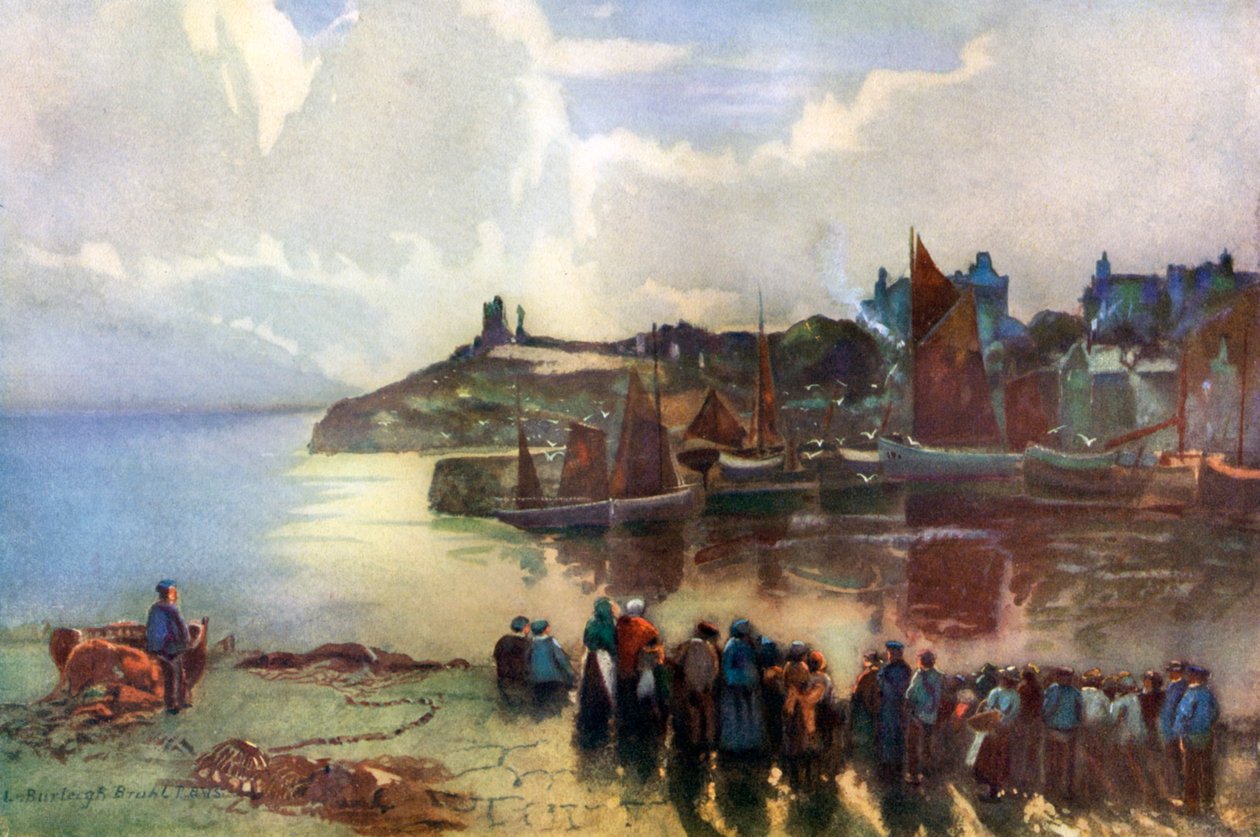 Tenby Castle und Hafen, Pembrokeshire, Wales, 1924-1926 von Louis Burleigh Bruhl