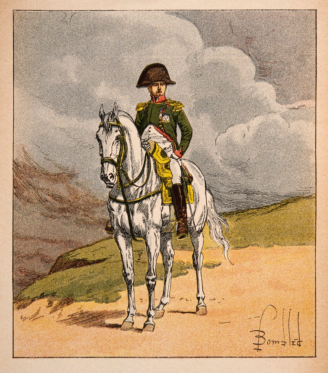 Reiterporträt von Kaiser Napoleon I., aus dem Buch „The Memorial of Saint Helene“ von Graf Emmanuel de Las Cases von Louis Charles Bombled
